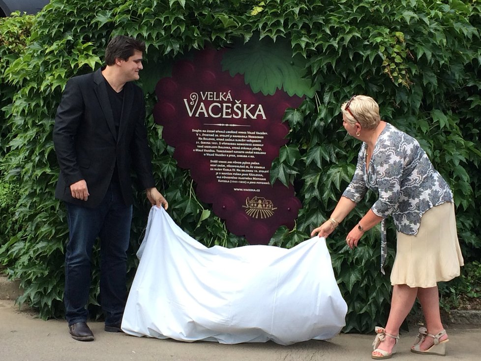Slavnostního odhalení plakety vinice se zhostili ředitelka nemocnice Andrea Vrbovská a Aleš Kacl.