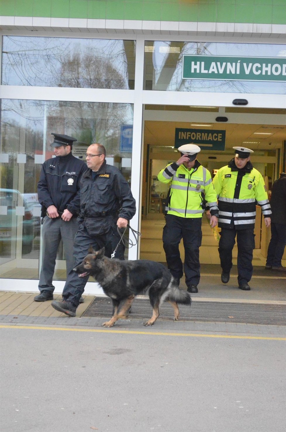 Nemocnici prohledávali i policejní psovodi.