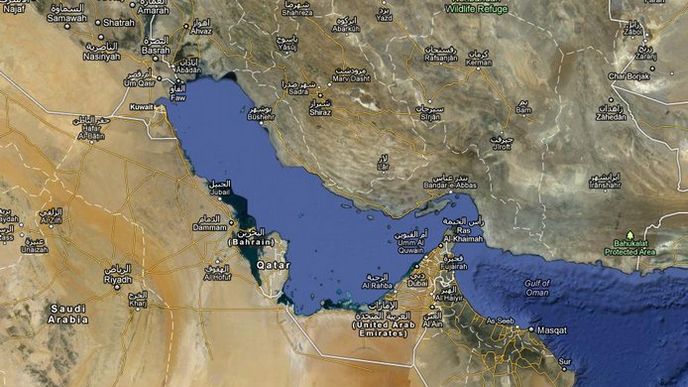 Neoznačený Perský záliv v aplikaci Google Maps