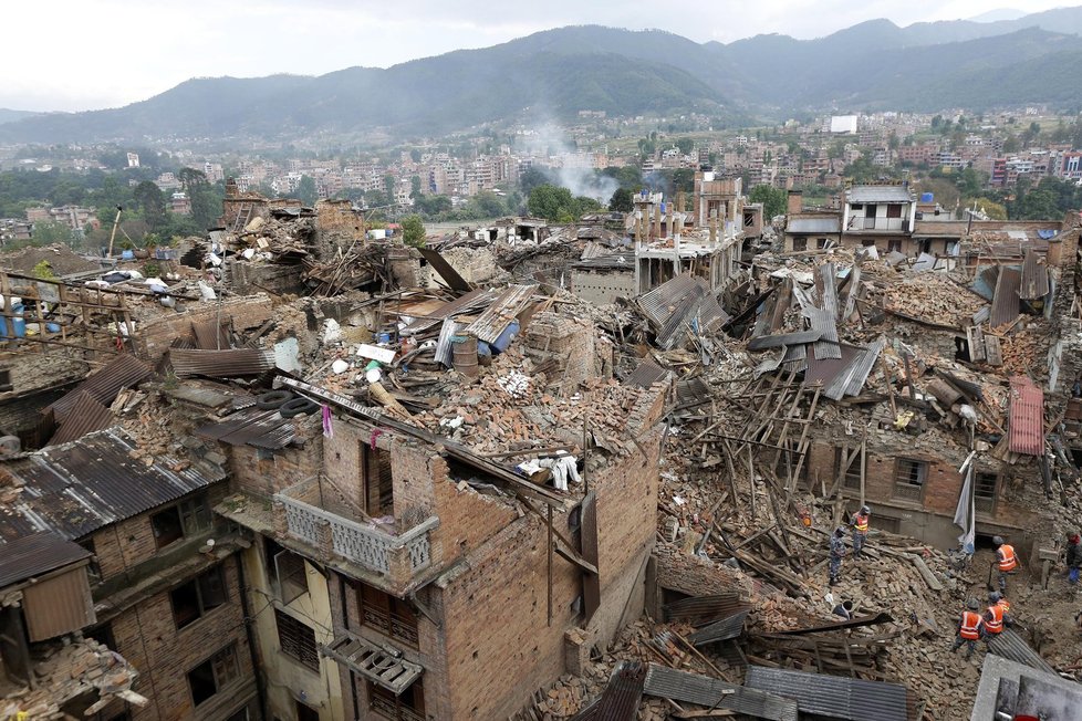 Oblast Vhaktapurv Nepálu zasažená zemětřesením