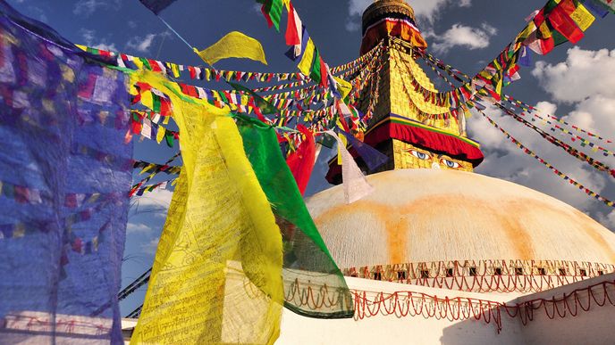 Stúpa Bódhnáth je již stovky let symbolem buddhistické víry Nepálu
