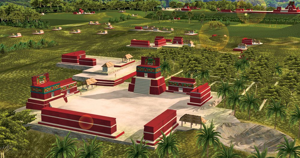 3D vizualizace ztraceného a znovu objeveného mayského města pomohla zasadit vykopávky do kontextu lokality