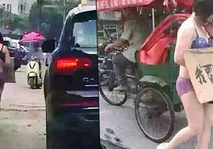 Manžel donutil svou nevěrnou ženu chodit ulicemi s ponižujícím transparentem. Přitom ji sledoval z auta.