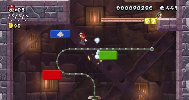 Druhý hráč s Wii U gamepadem může druhému stavět v levelech plošinky