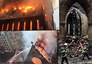 Z pravoslavného kostela srbské církve toho mnoho nezbylo. Hasiči s plameny bojovali tři hodiny.