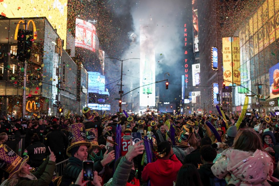 Silvestr na Times Square v New Yorku.