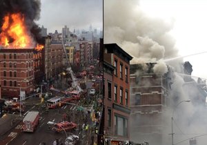Výbuch plynu a velký požár v New Yorku