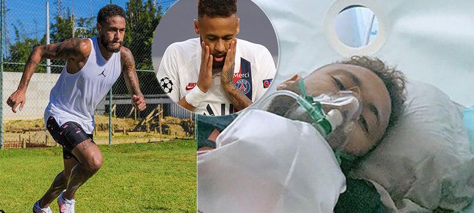 Brazilský fotbalista Neymar spí v kyslíkové masce
