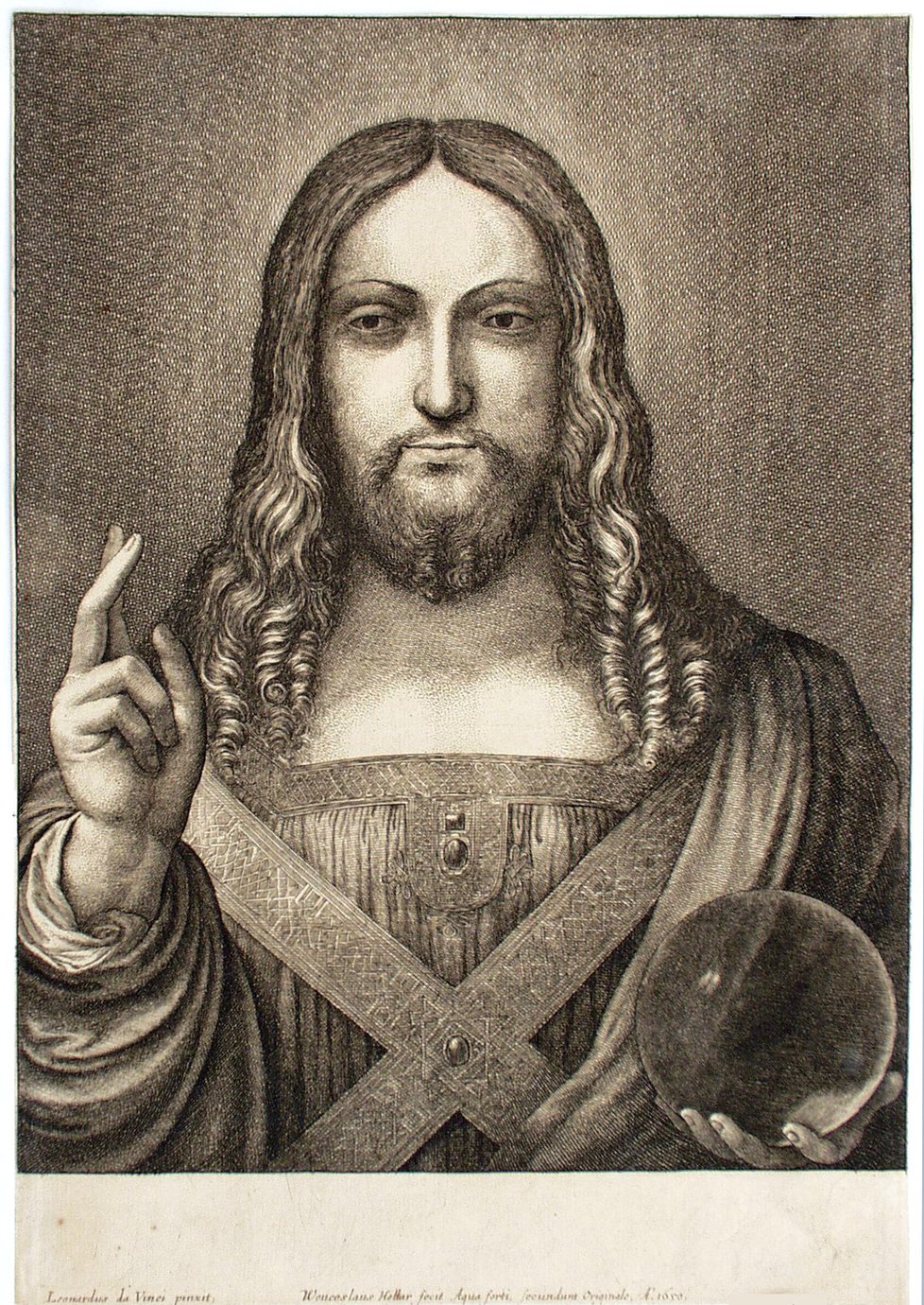 Václav Hollar, podle Leonarda da Vinci, Salvator Mundi, 1650