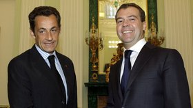 Nicolas Sarkozy a Dmitrij Medveděv na jednání v Moskvě