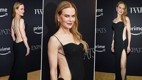 Herečka Nicole Kidmanová ukázala v mini šatech super štíhlé tělo.