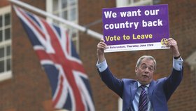 Europoslanec Nigel Farage podpořil vystoupení Velké Británie z EU.