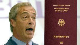 Stoupenec brexitu chce německý pas? Farage čekal ve frontě u německé ambasády.