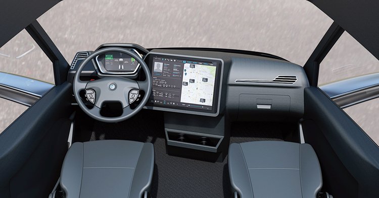 Řidičská kabina vypadá stro ze, ve skutečnosti ale ukrývá digitální ovládání nové generace