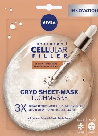Textilní pleťová maska Hyaluron Cellular Filler Cryo, Nivea, 99 Kč