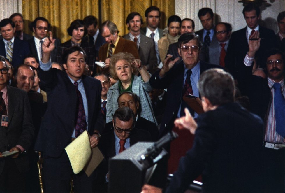 Tisková konference Richarda Nixona (1973).
