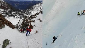 Snowboardista Daniel spadl do rokle.