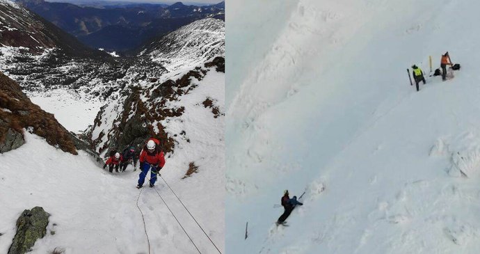 Snowboardista Daniel spadl do rokle.