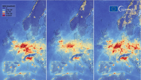 Satelitní snímky ukazující změnu oxidu dusíku v ovzduší. Jsme opět zpátky v normálu...