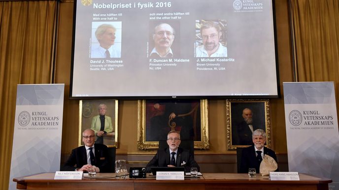 vyhlášení Nobelovy ceny za fyziku 2016