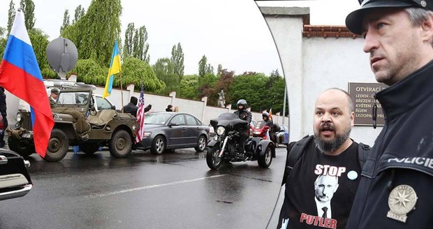Šťouchance a nadávky na hřbitově: Putinovi motorkáři dorazili do Prahy!