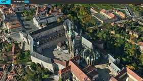 Zobrazení Pražského hrad v 3D mapách Ovi.