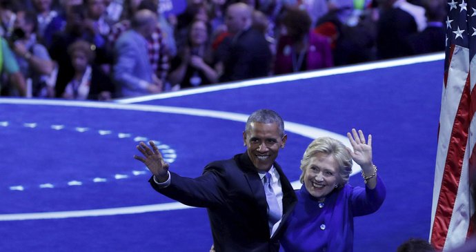 Sjezd demokratů ve Filadelfii: Barack Obama a Hillary Clintonová