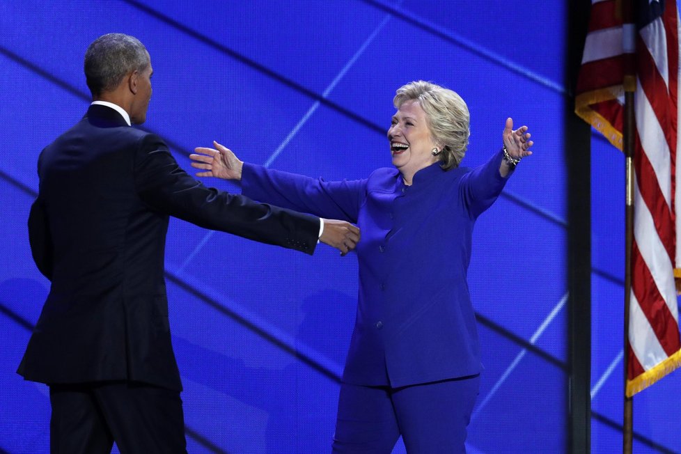 Sjezd demokratů ve Filadelfii: Barack Obama a Hillary Clintonová