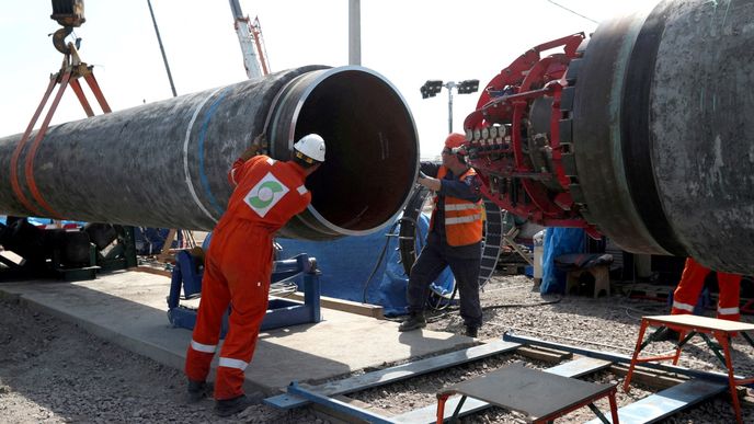 Stavba plynovodu Nord Stream 2.
