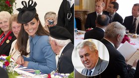 70. výročí vylodění v Normandii: Zeman šilhal po jídelníčku, Kate stolovala s veterány! 