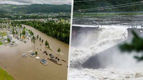 V Norsku se částečně zhroutila hráz přehrady na největší řece Glomma. Zemi zasáhly velké povodně  (9.8.2023).