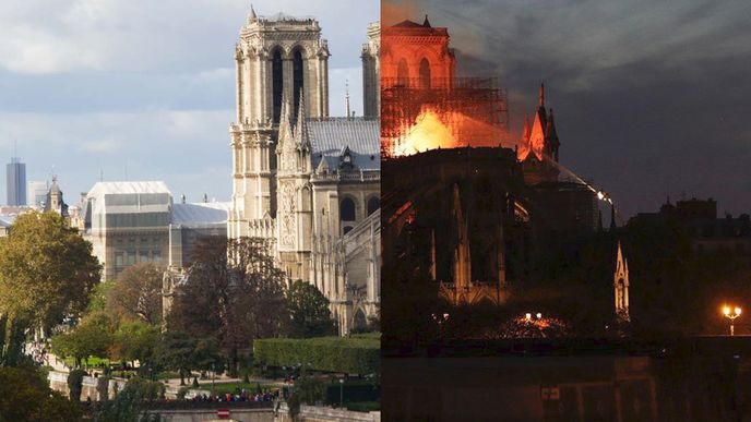 Katedrála Notre-Dame před a po požáru