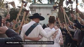 První svatba v Notre-Dame po 30ti letech: 29letý řemeslník Martin Lorentz strávil rekonstrukcí památky tři roky, za odměnu se zde mohl oženit
