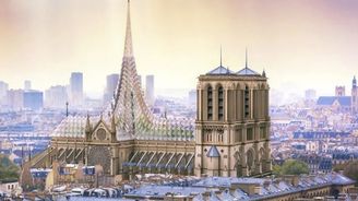 Nová Notre Dame s ovocným sadem u střechy. Slavný ekologický architekt zveřejnil odvážný návrh