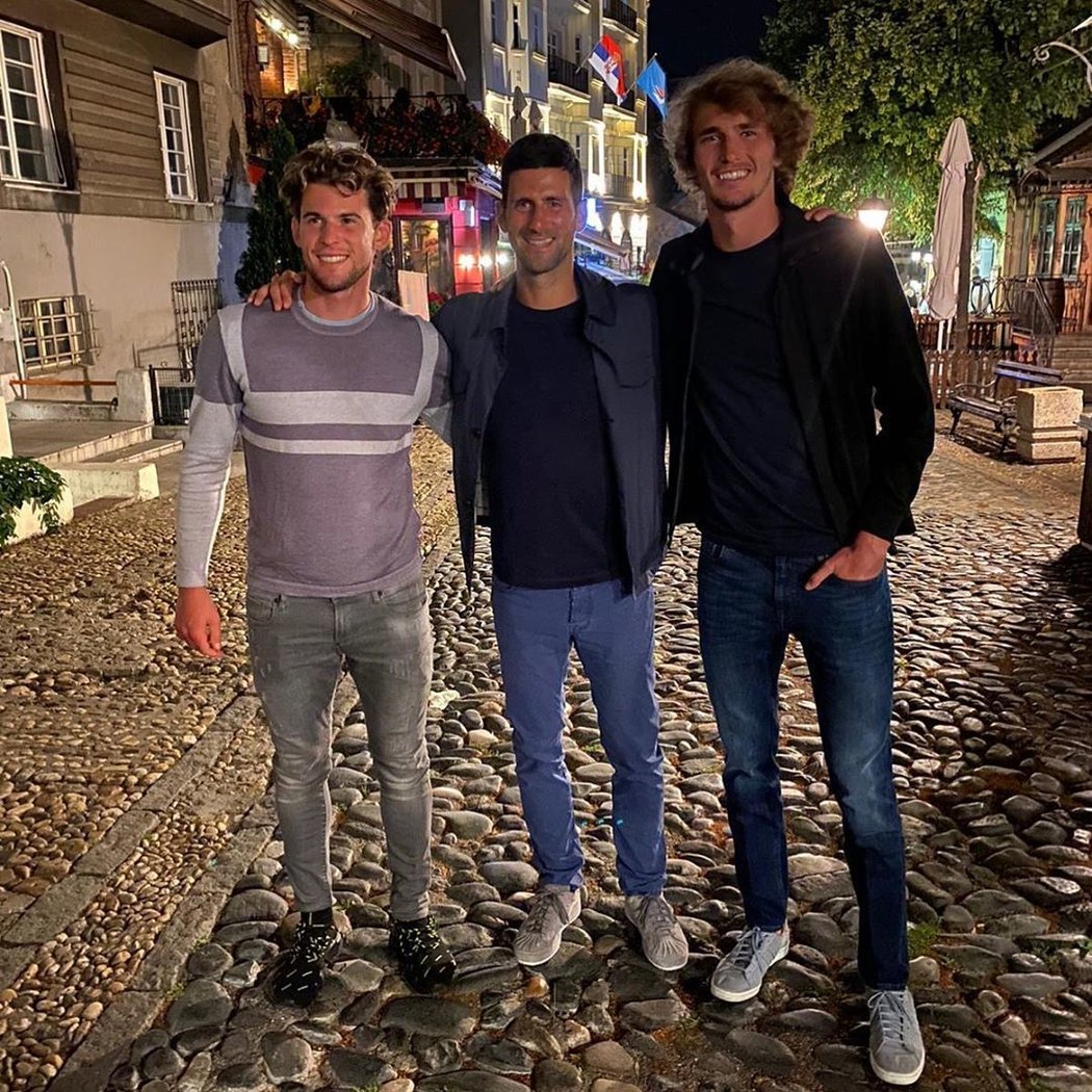 Dominic Thiem, Novak Djokovič a Alexander Zverev