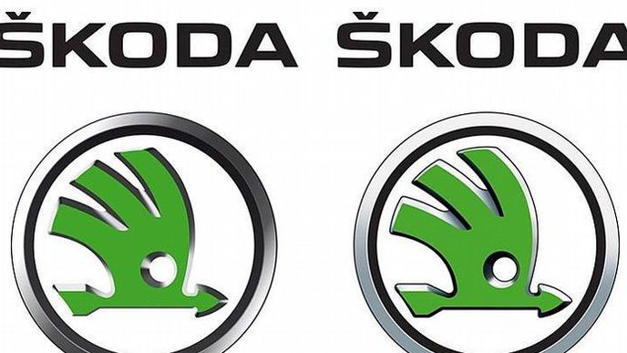Nové logo Škody - vlevo logo zveřejněné 1.března a vedle logo mírně vizuálně upravené Nové logo Škody - vlevo logo zveřejněné 1.března a vedle logo mírně vizuálně upravené