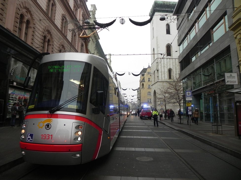 Řada nablýskaných tramvají se táhla až k Joštově ulici.