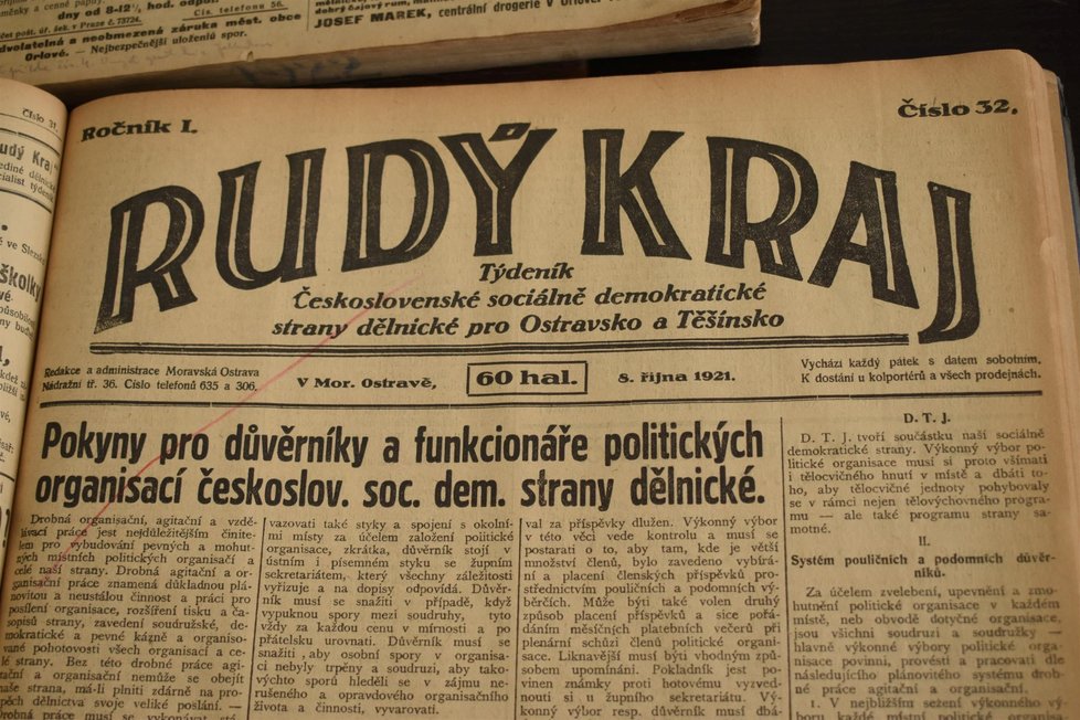 Týdeník Rudý kraj psal o nutnosti posílit Československou sociálně demokratickou stranu dělnickou na Ostravsku.