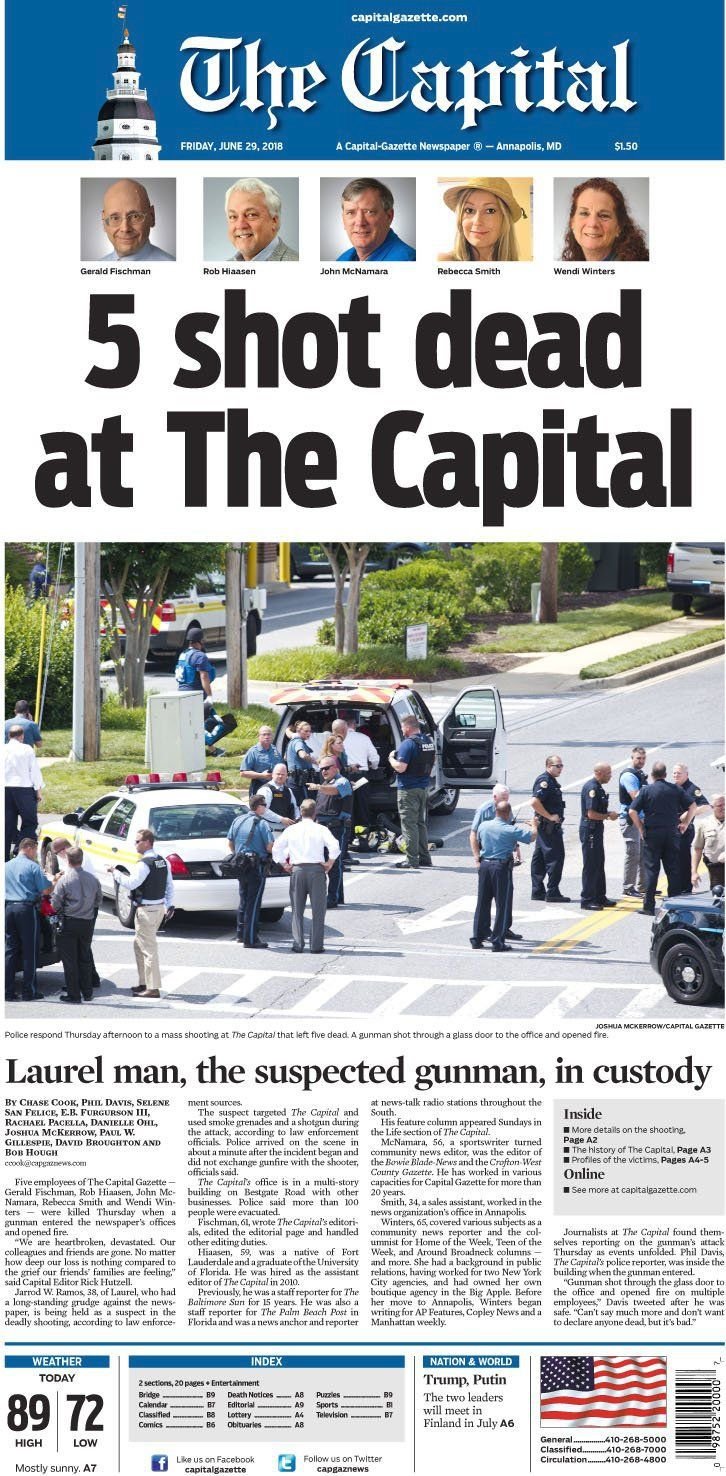 Capital Gazette i přes tragédii vyšly.