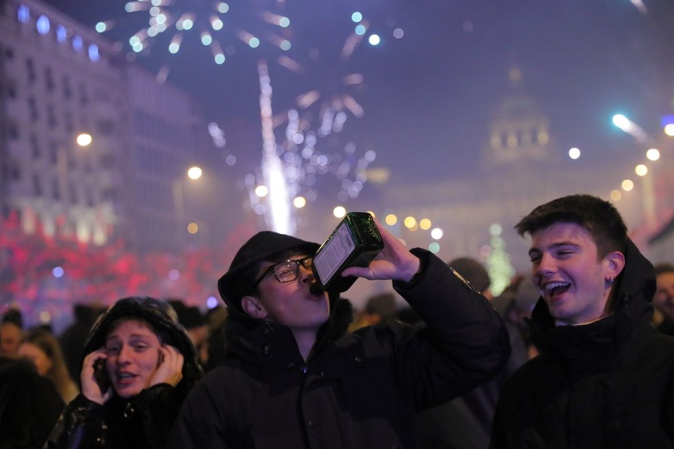 Příchod roku 2020 v Praze.