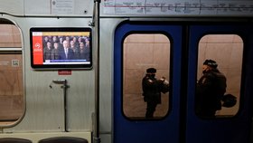 Proslov Putina na obrazovce ve vagonu metra, Moskva