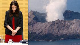 Novozélandská premiérka Jacinda Ardernová držela minutu ticha za oběti výbuchu sopky. (16.12.2019)