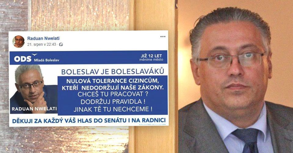 Ostrá kampaň Raduana Nwelatiho (ODS), primátora Mladé Boleslavi, popudila Škodu Auto