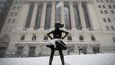 Socha Nebojácné dívky na Wall Street, před budovou burzy NYSE