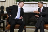 Obama při návštěvě Nečase: Jste naši opravdoví spojenci