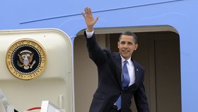 Barack Obama těsně před odletem z Prahy