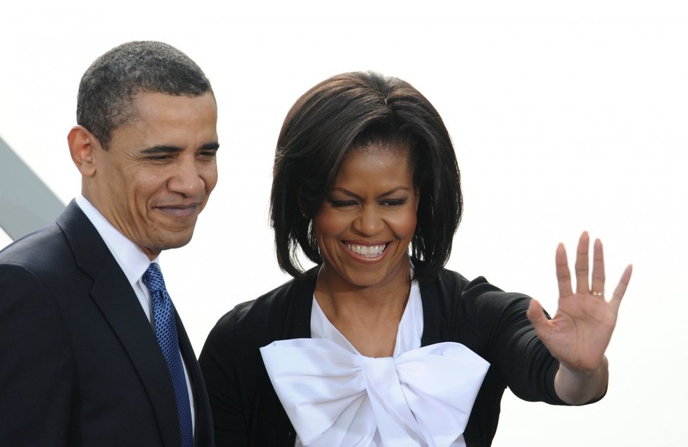 A Michelle Obama si také po skončení projevu pro manžela došla.