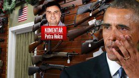 Rozplakaný americký prezident Barack Obama, zbraně a komentář Petra Holce