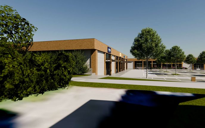 Menší obchodní park v Líbeznicích Menší obchodní park v Líbeznicích