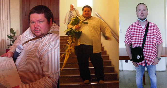 Tři fotografie, ale stejný člověk - Štěpán kdysi vážil 197 kilogramů, nyní má 85 kilogramů
